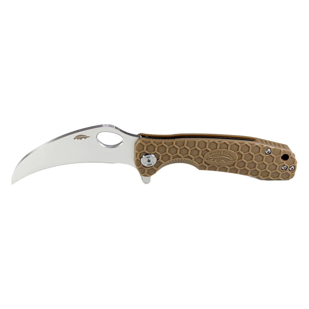 Honey Badger Claw Plain D2 Medium Folding Knife – Tan