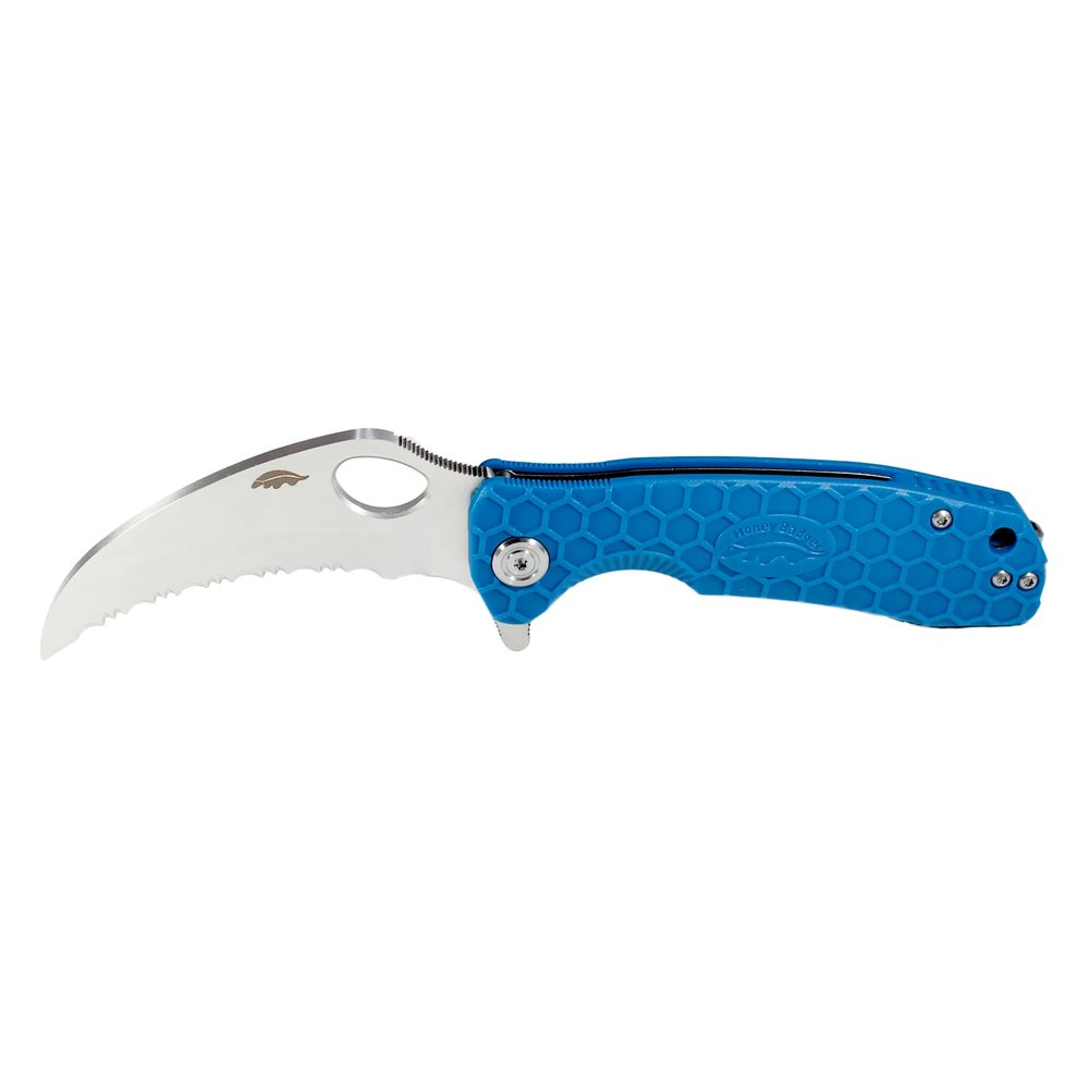 Honey Badger Claw Serrated D2 Medium Folding Knife – Blue