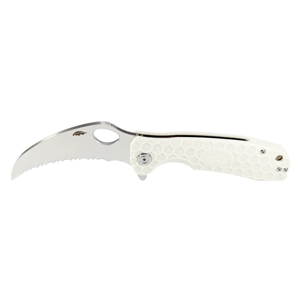 Honey Badger Claw Serrated 8Cr13MoV Large Folding Knife – White