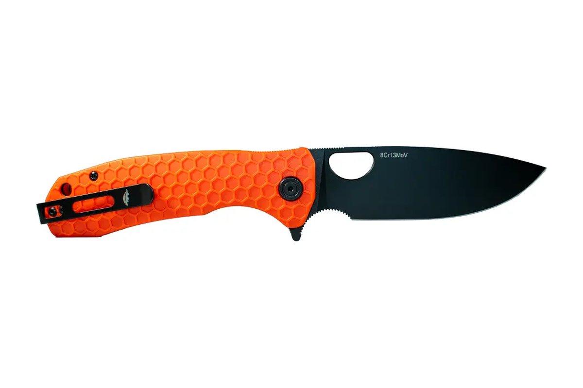 Honey Badger Flipper 8Cr13MoV Black PVD Large Folding Knife – Orange
