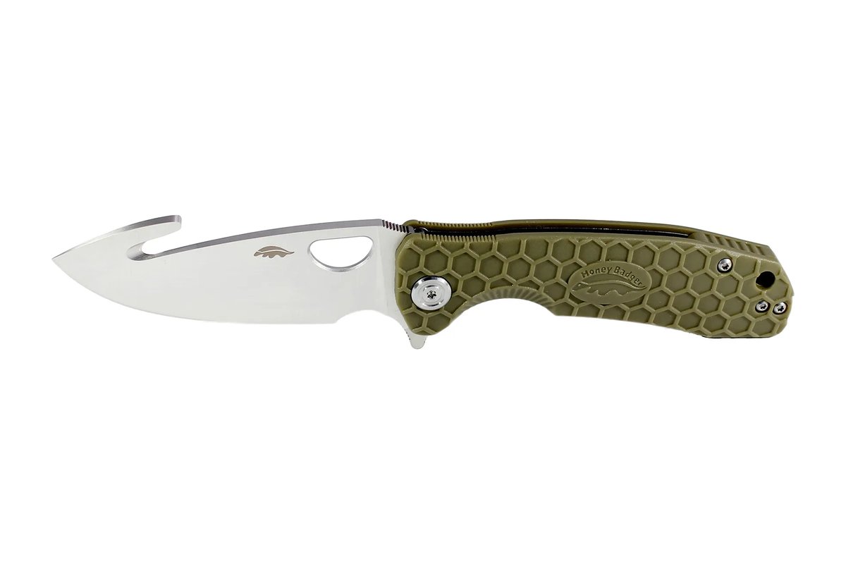 Honey Badger Hook 8Cr13MoV Medium Folding Knife – Green