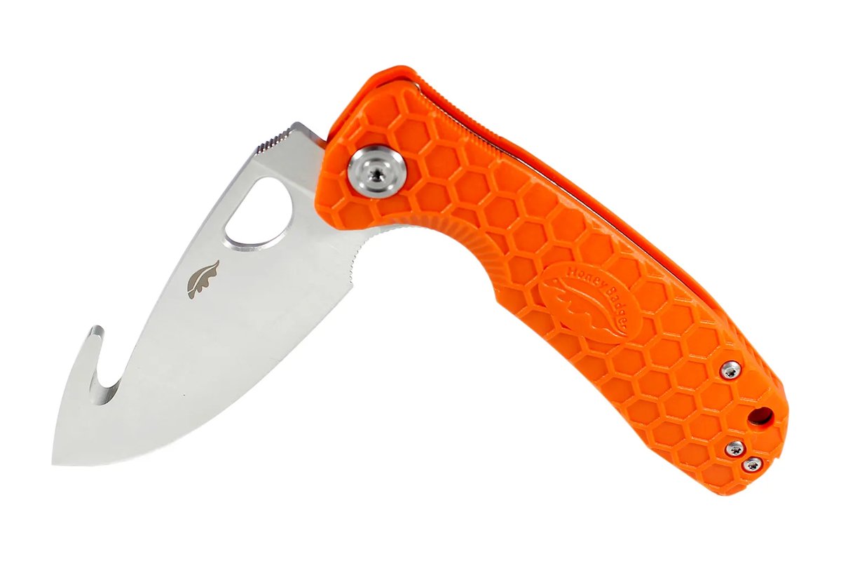 Honey Badger Hook 8Cr13MoV Medium Folding Knife – Orange