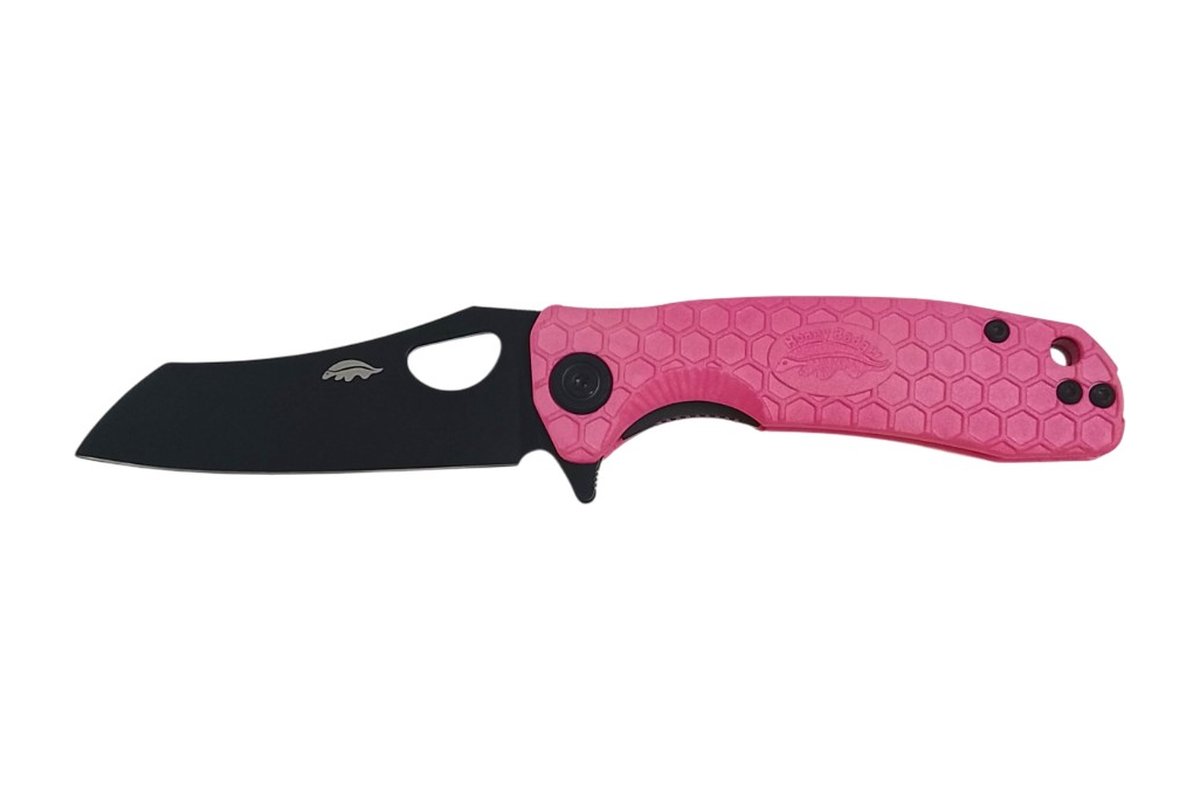 Honey Badger Wharncleaver 8Cr13MoV Black PVD Small Folding Knife – Custom Pink Edition