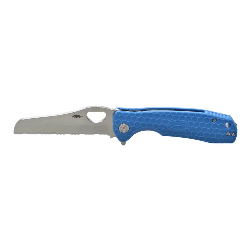Honey Badger Rescue Serrated Large Folding Knife – Blue