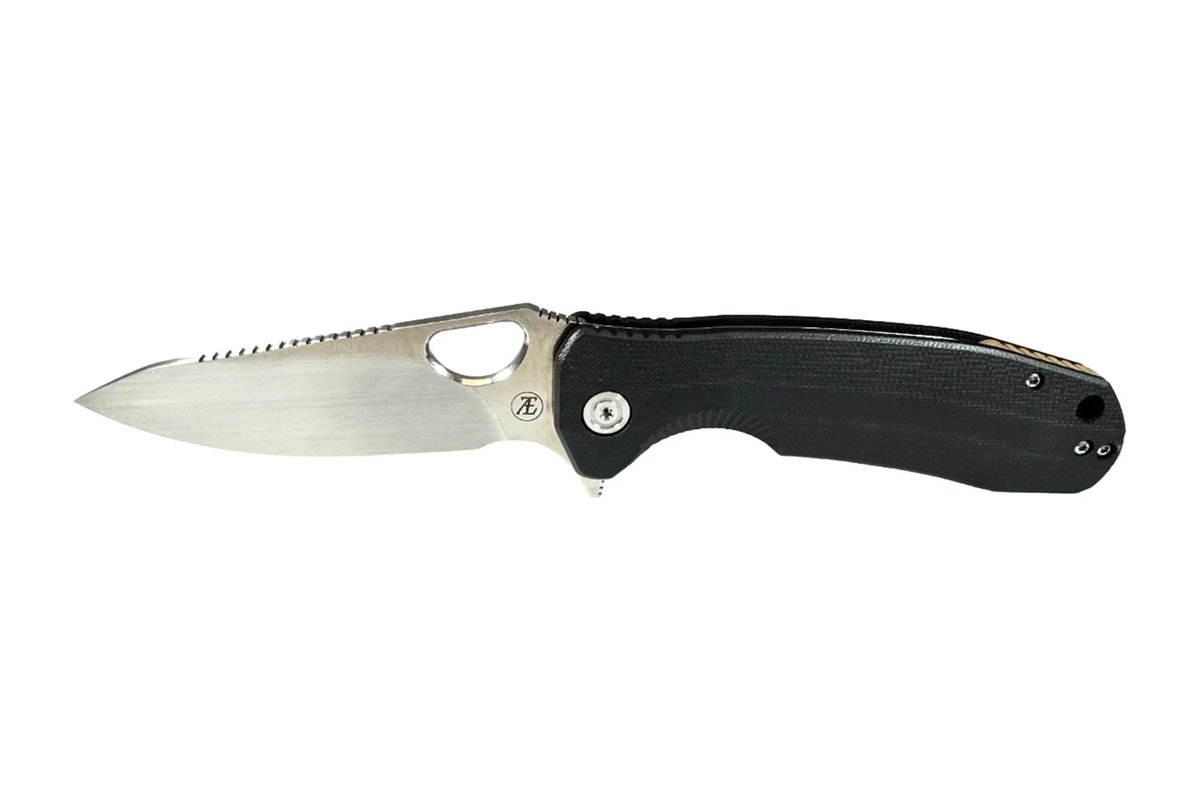 Honey Badger Leaf M390 Large Folding Knife – Black G10 / Tan Back Spacer
