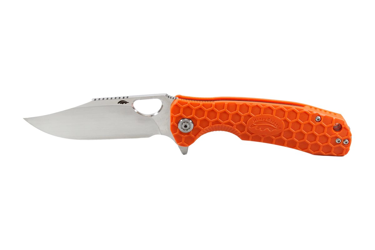 Honey Badger Clip Point 8Cr13MoV Large Folding Knife – Orange