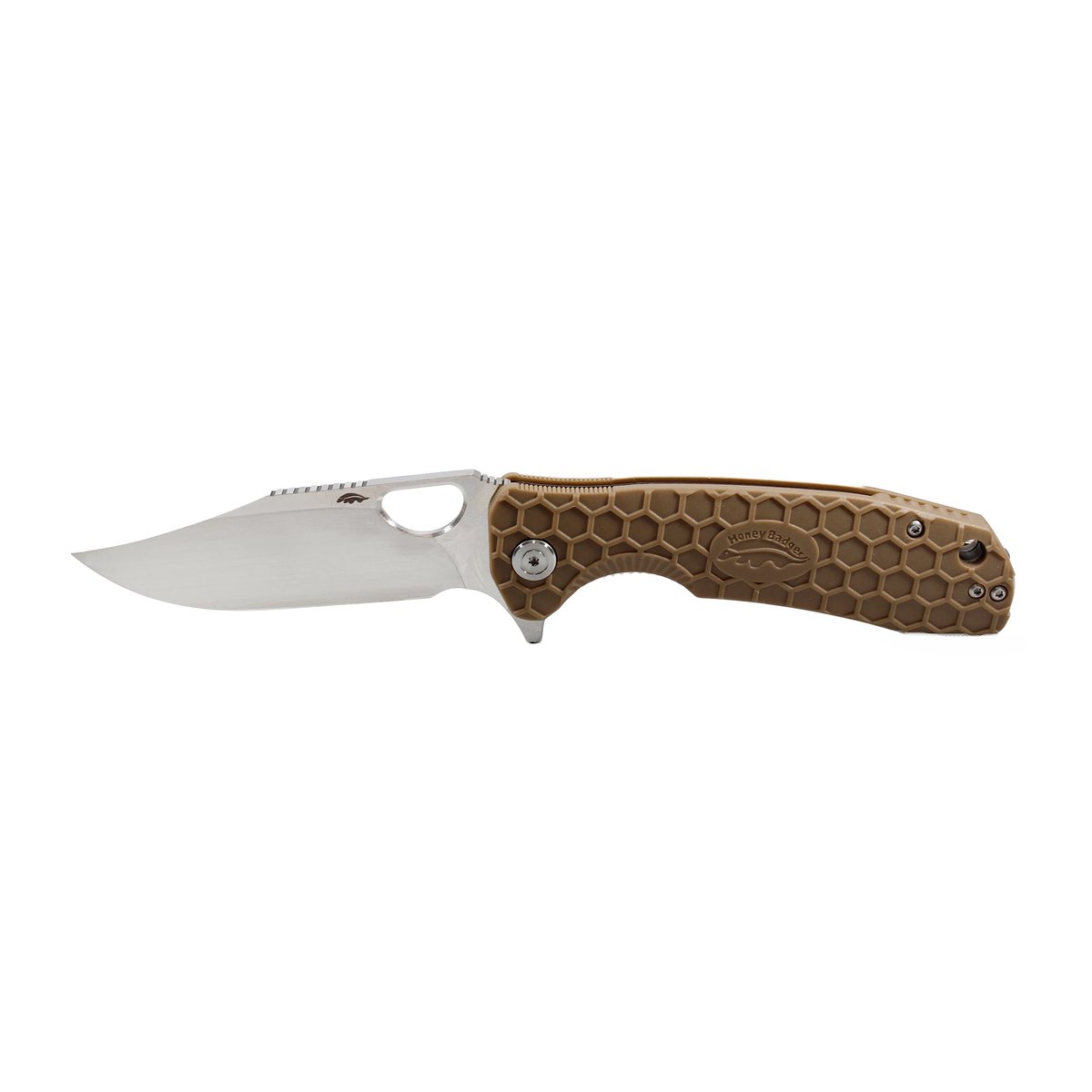 Honey Badger Clip Point 14C28N Medium Folding Knife – Tan
