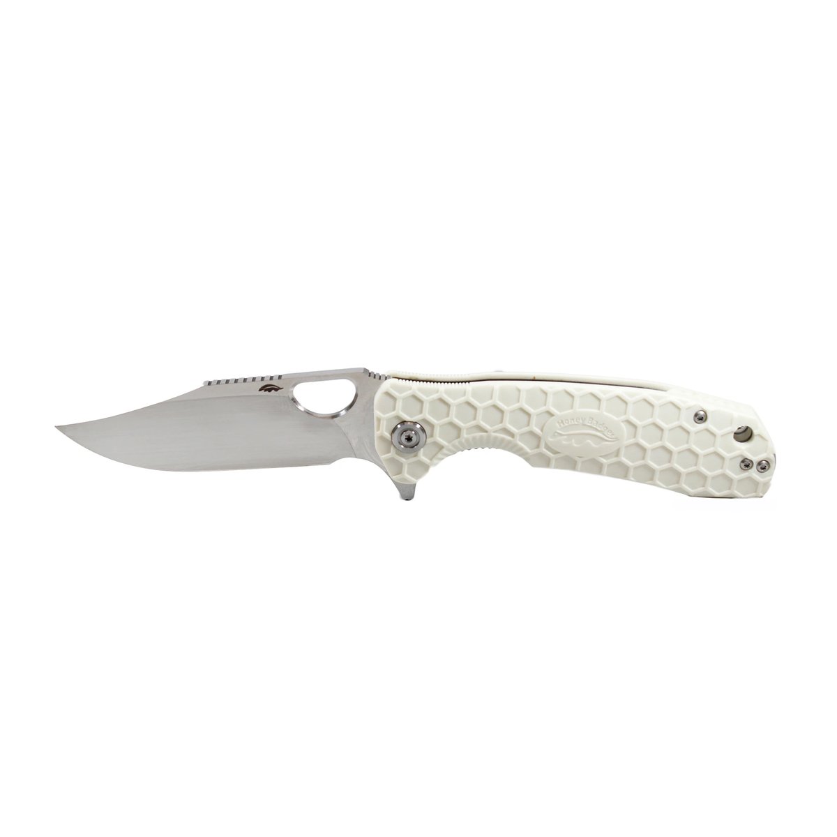 Honey Badger Clip Point 14C28N Medium Folding Knife – White