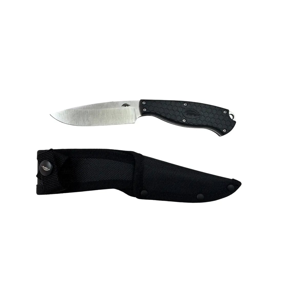 Honey Badger Outfitter Fixed Blade Camp Knife – Black, Nylon Sheath
