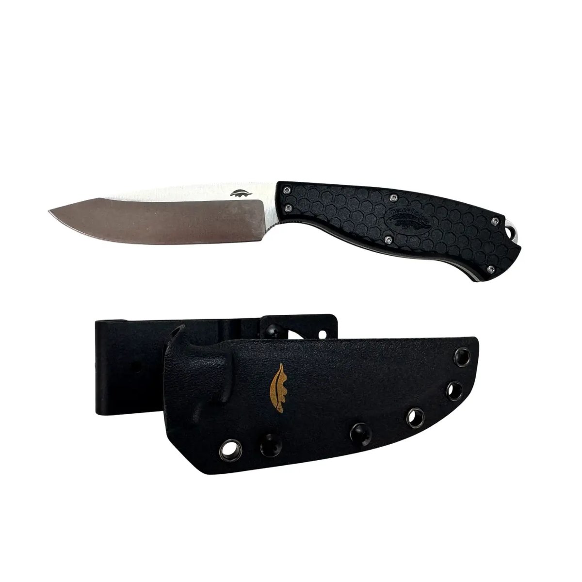 Honey Badger Outfitter Fixed Blade Camp Knife – Black, Kydex Sheath