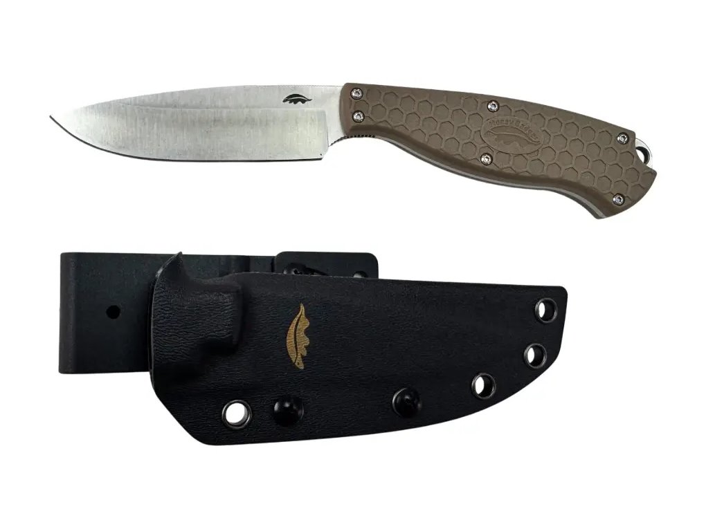 Honey Badger Outfitter 8Cr13MoV Fixed Blade Knife with Kydex Sheath – Tan