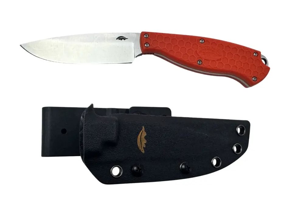 Honey Badger Outfitter 8Cr13MoV Fixed Blade Knife with Kydex Sheath – Orange