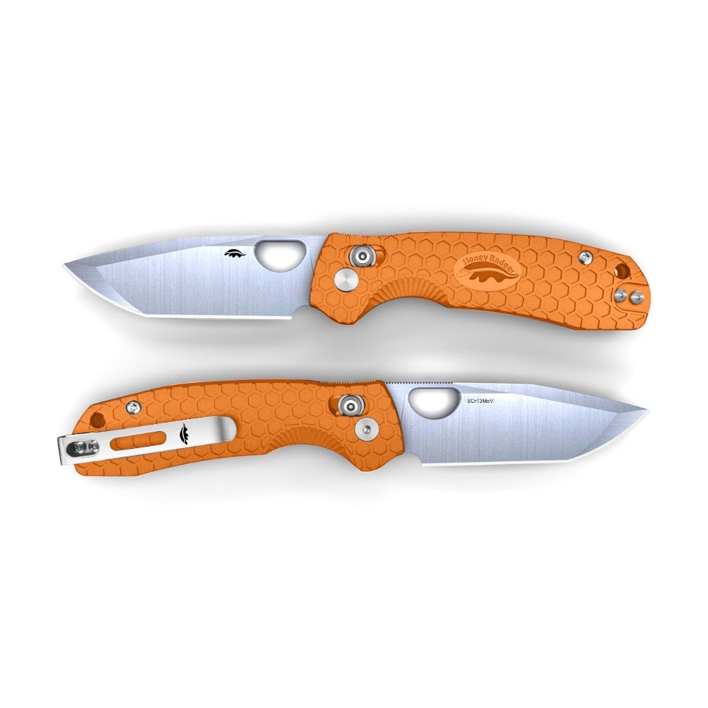 Honey Badger Cross-Bolt Tanto Med/Small Folding Knife – Orange