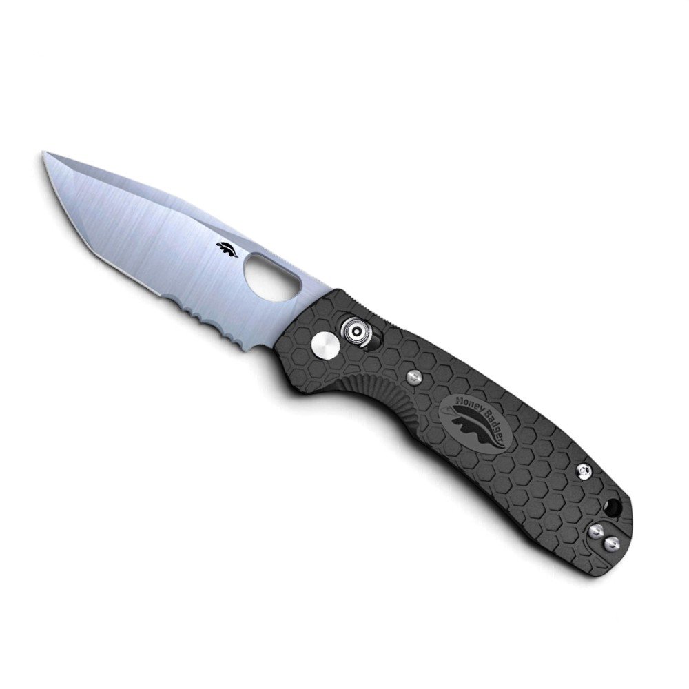 Honey Badger Cross-Bolt Tanto 50/50 Med/Large 14C28N Folding Knife – Black