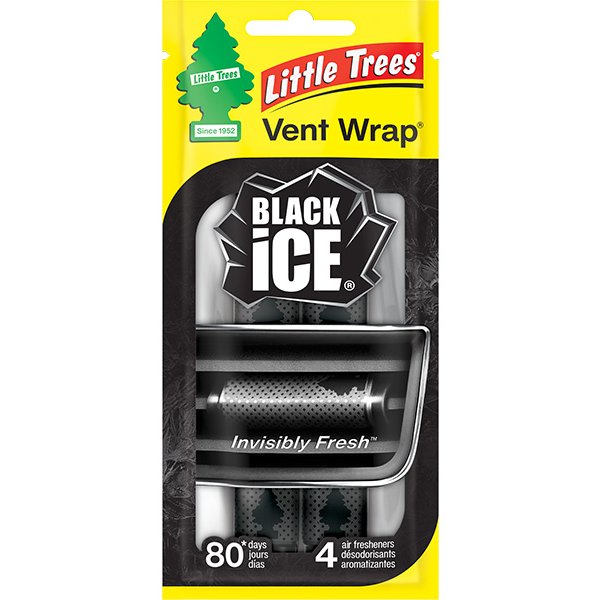 Little Trees Vent Wrap Car Air Freshener – Black Ice (4 x 4 Pack)