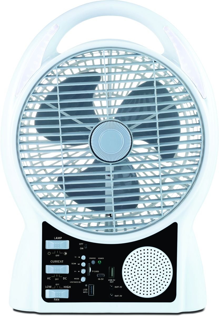 Ultratec Typhoon Multimedia AC/DC 2-Speed Fan with LED Light, Radio & Bluetooth