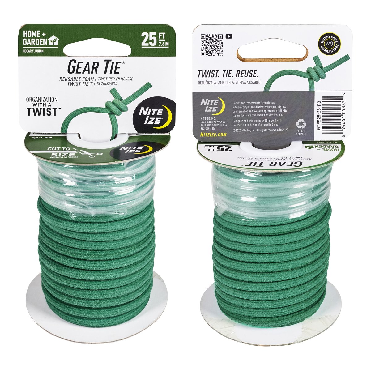 Nite Ize Gear Tie Reusable Foam Twist Tie – 25 ft Roll