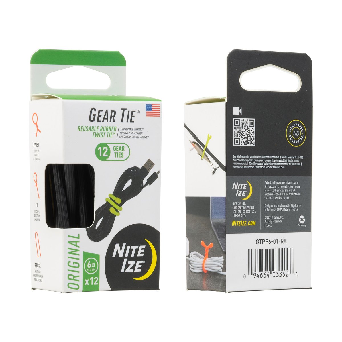 Nite Ize Gear Tie ProPack 6 in – 12 Pack – Black
