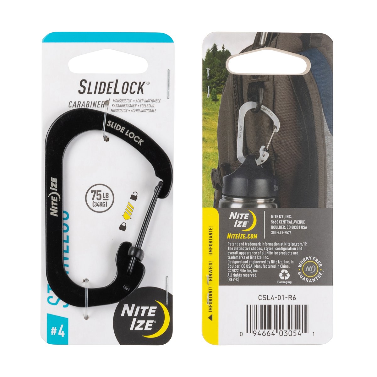 Nite Ize SlideLock Carabiner Stainless Steel #4 – Black