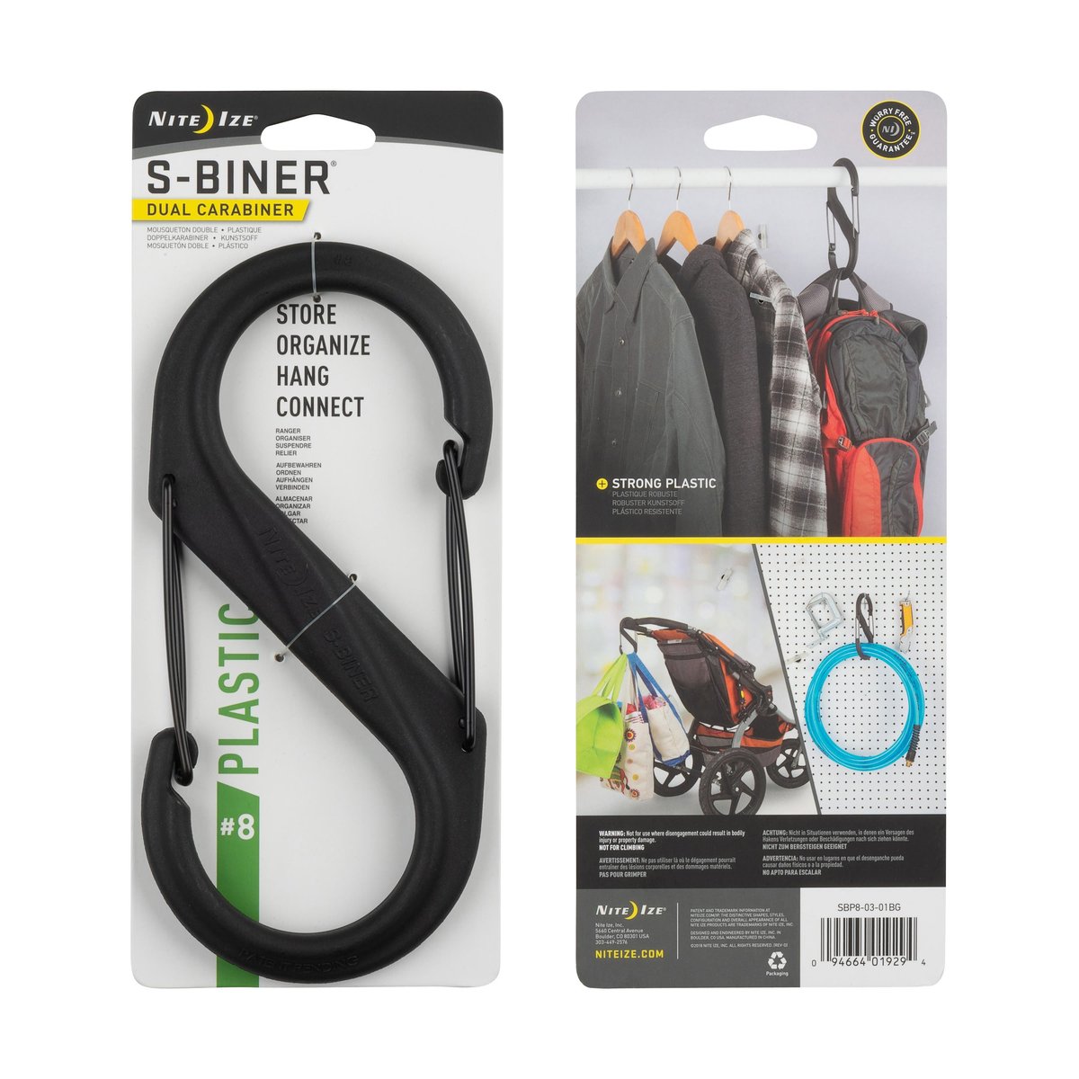 Nite Ize S-Biner Plastic Dual Carabiner #8 – Black