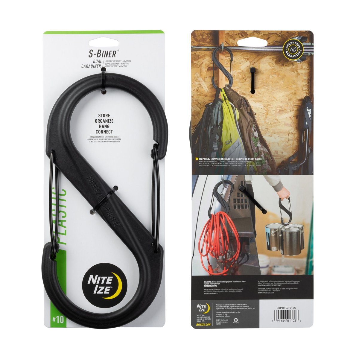 Nite Ize S-Biner Plastic Dual Carabiner #10 – Black