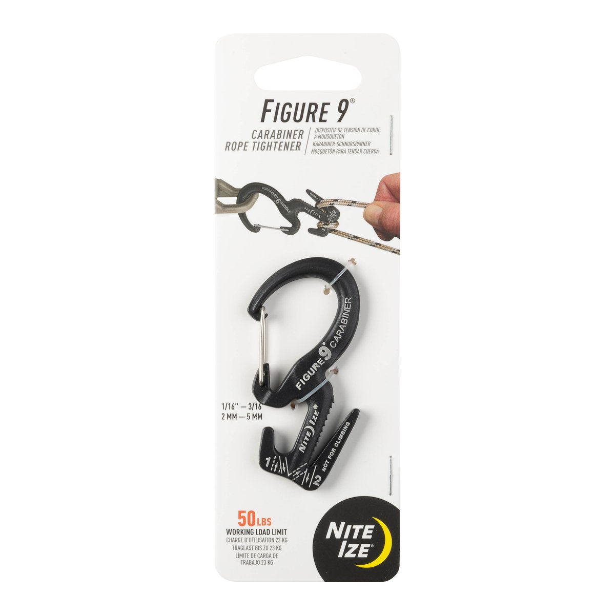 Nite Ize Figure 9 Carabiner Rope Tightener – Small – Black