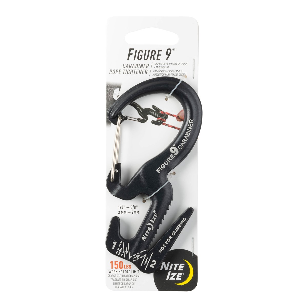 Nite Ize Figure 9 Carabiner Rope Tightener – Large – Black