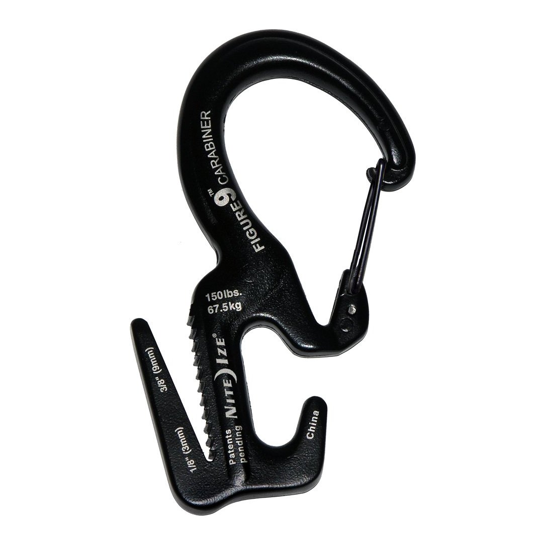 Nite Ize Figure 9 Carabiner Rope Tightener – Large – Black with Black Gate