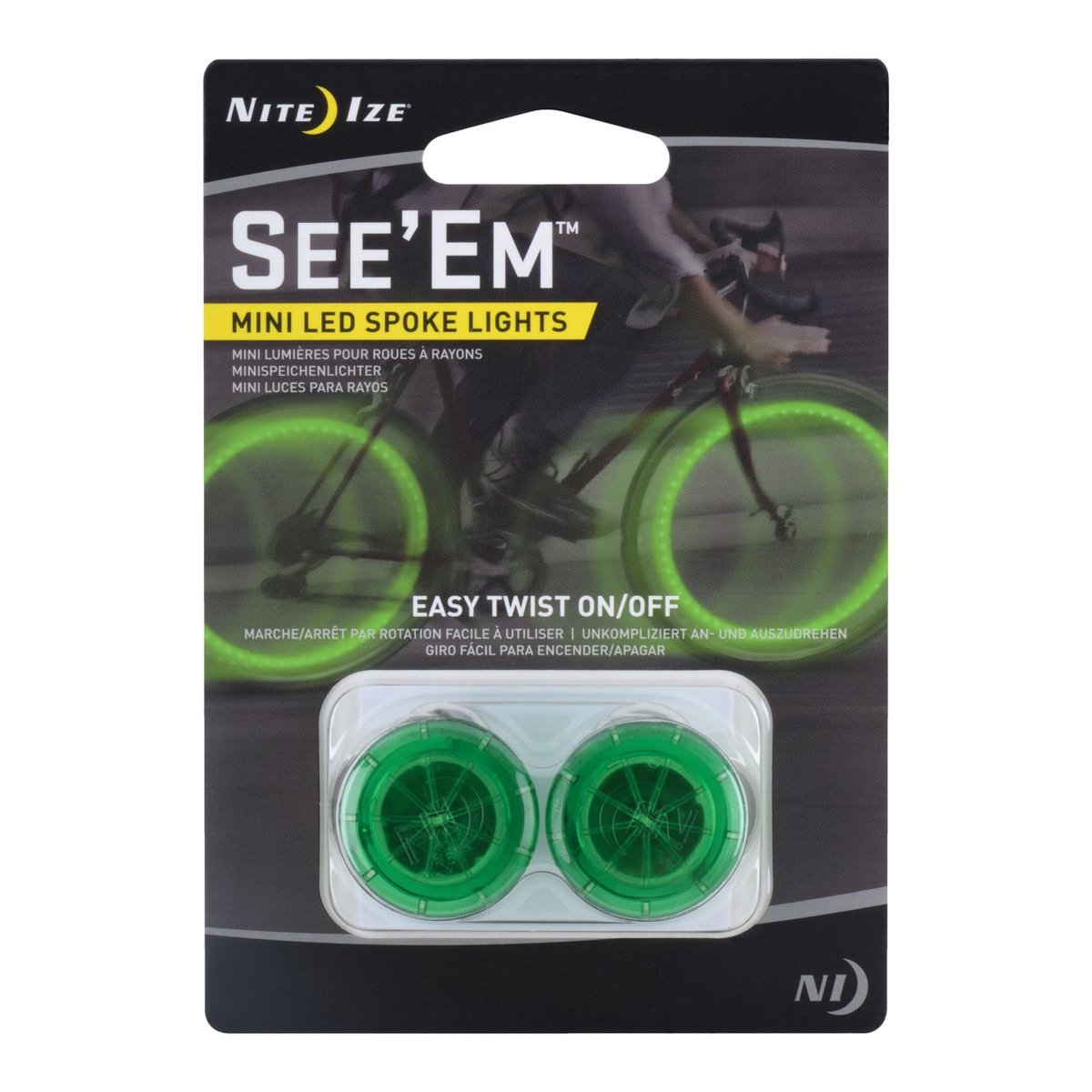 Nite Ize See'Em Mini LED Spoke Lights – 2 Pack – Green