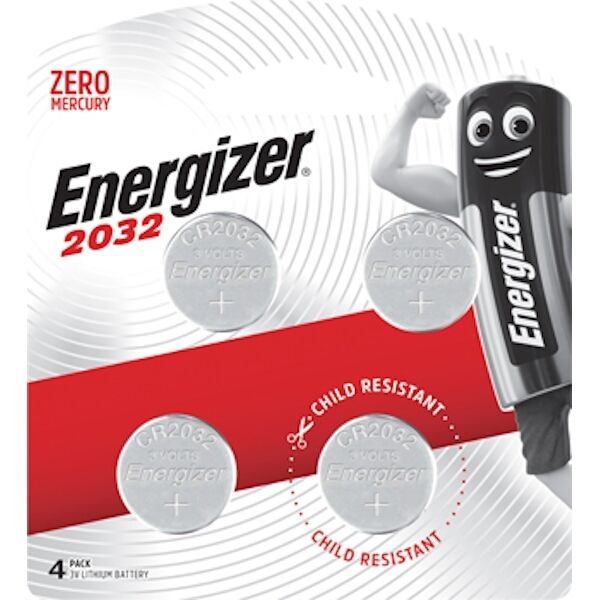 Energizer CR2032 3V Lithium Coin Batteries – 4 Pack