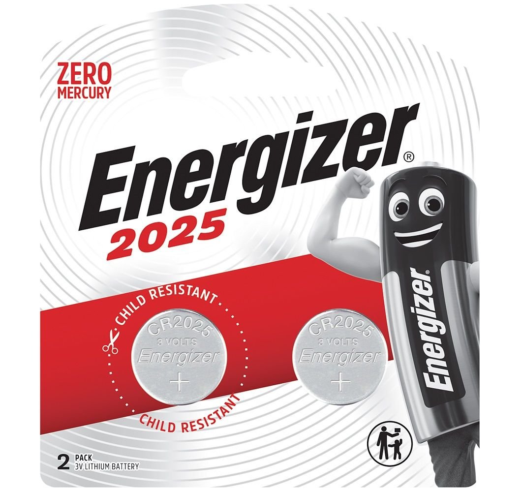 Energizer CR2025 3V Lithium Coin Batteries – 2 Pack