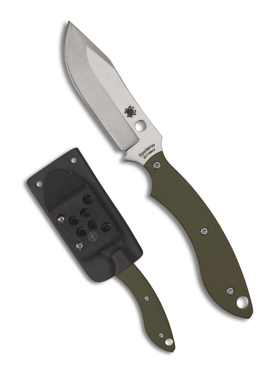 Spyderco Stok Bowie Fixed Blade Knife – OD Green G-10 (FB49GPOD)