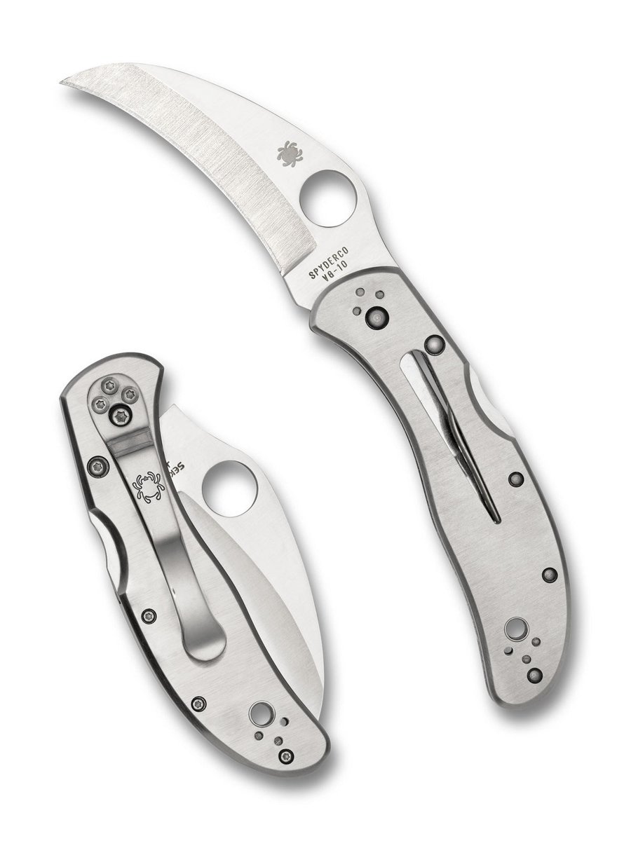 Spyderco Harpy Hawkbill Folding Knife – Stainless, PlainEdge (C08P)