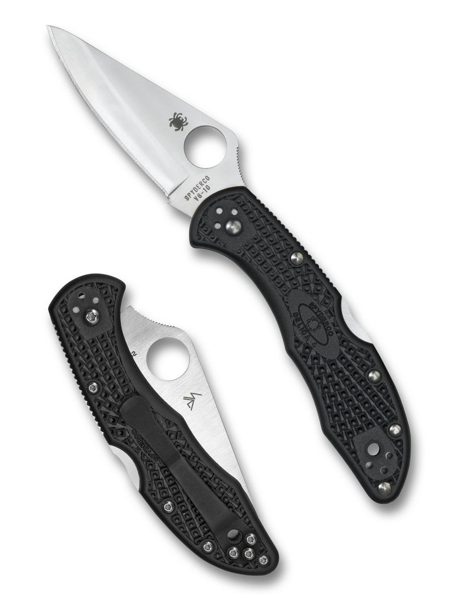 Spyderco Delica 4 Lightweight Folding Knife – Black FRN, PlainEdge (C11PBK)