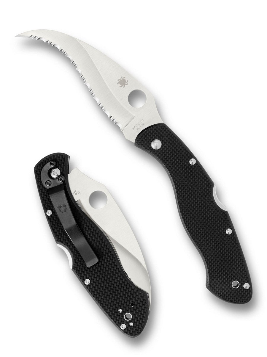 Spyderco Civilian Folding Knife – Black G-10, SpyderEdge Serrated (C12GS)