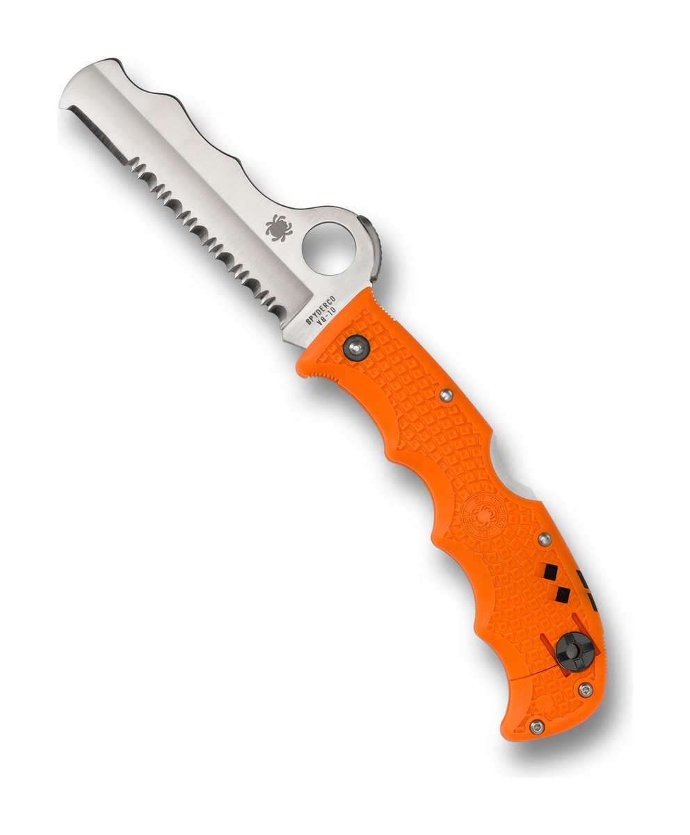 Spyderco Assist Rescue Folding Knife – Orange, CombinationEdge