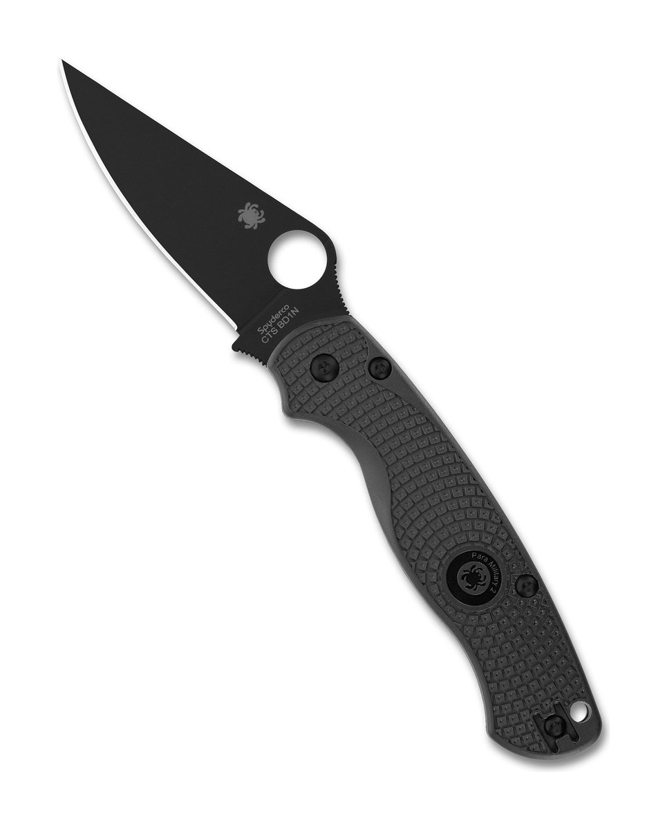 Spyderco Para Military 2 Lightweight Folding Knife – Black DLC Blade, PlainEdge