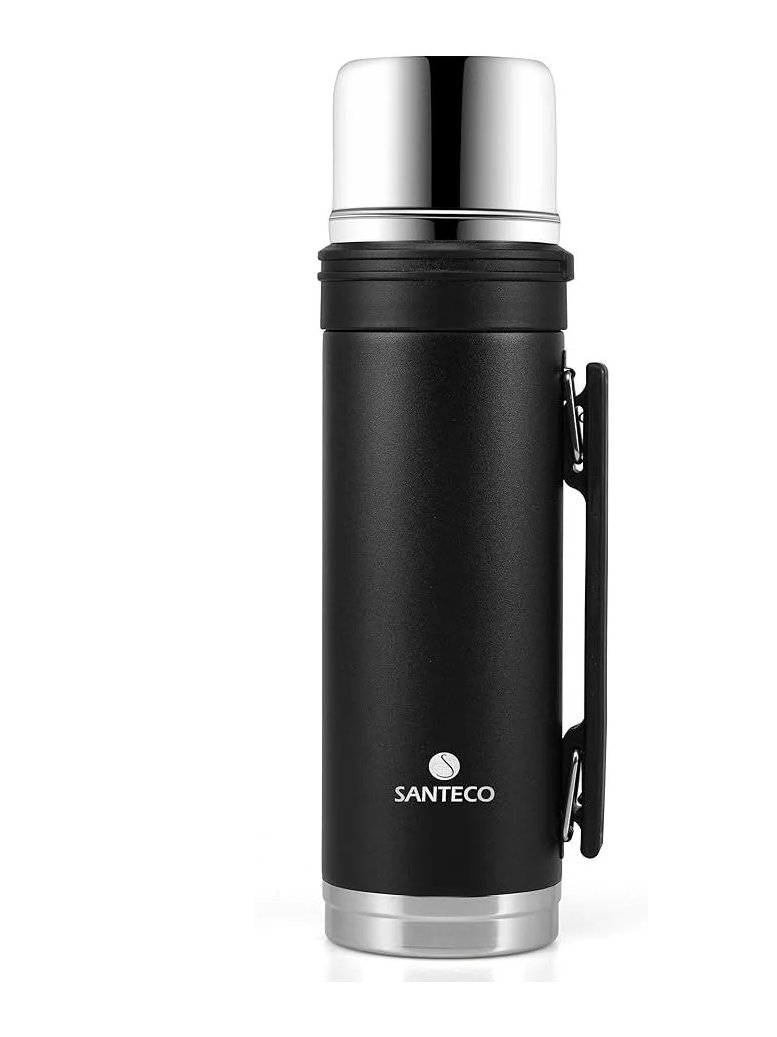 Santeco Aspen Outdoor Vacuum Flask with Handle and Cup 1L – Carbon Black