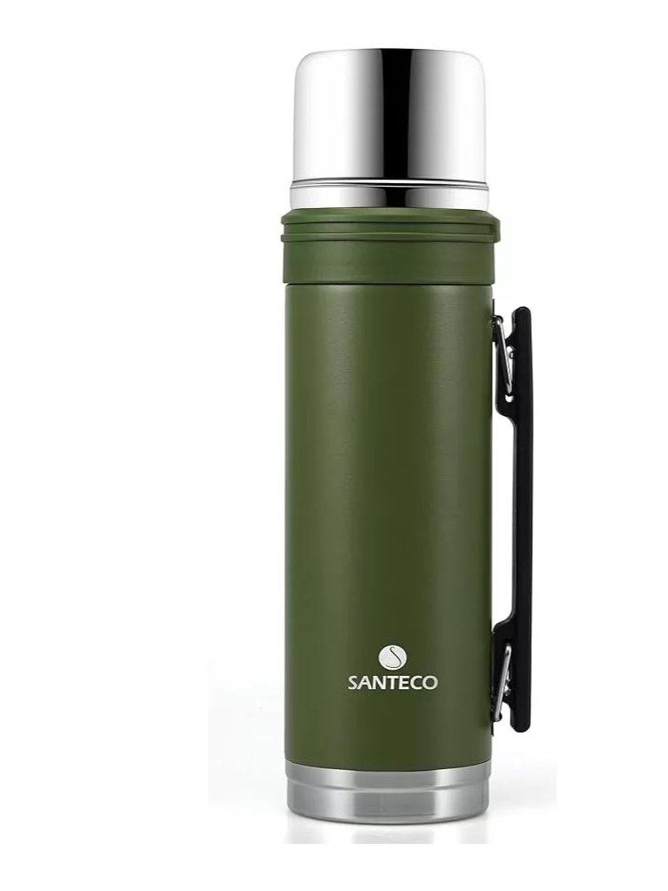 Santeco Aspen Outdoor Vacuum Flask with Handle and Cup 1L – Moss Green
