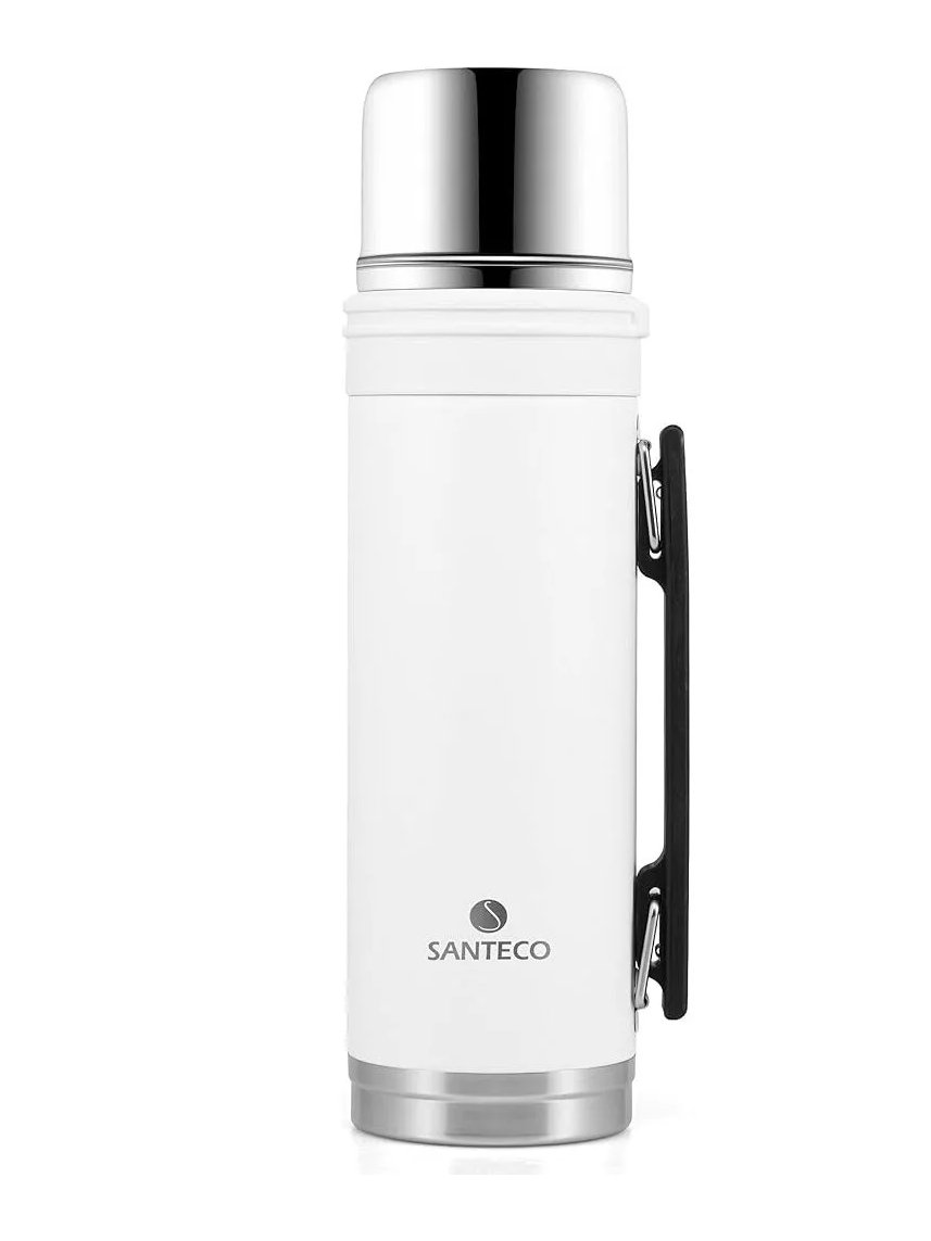 Santeco Aspen Outdoor Vacuum Flask with Handle and Cup 1L – Milk White