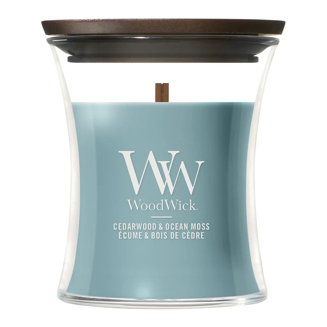 WoodWick Mini Hourglass Candle – Cedarwood & Ocean Moss